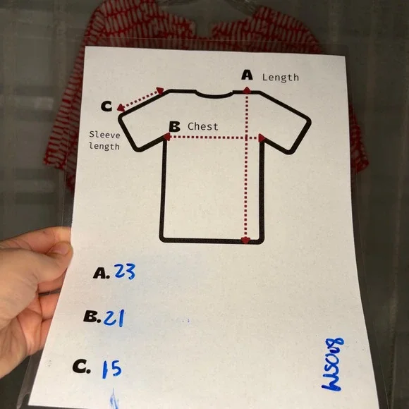 MIRTH Handmade Block Print Top Womens L Red White Excellent Fish Pattern - Picture 10 of 10